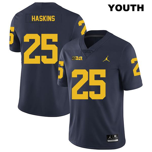 Youth NCAA Michigan Wolverines Hassan Haskins #25 Navy Jordan Brand Authentic Stitched Legend Football College Jersey KN25S55NA